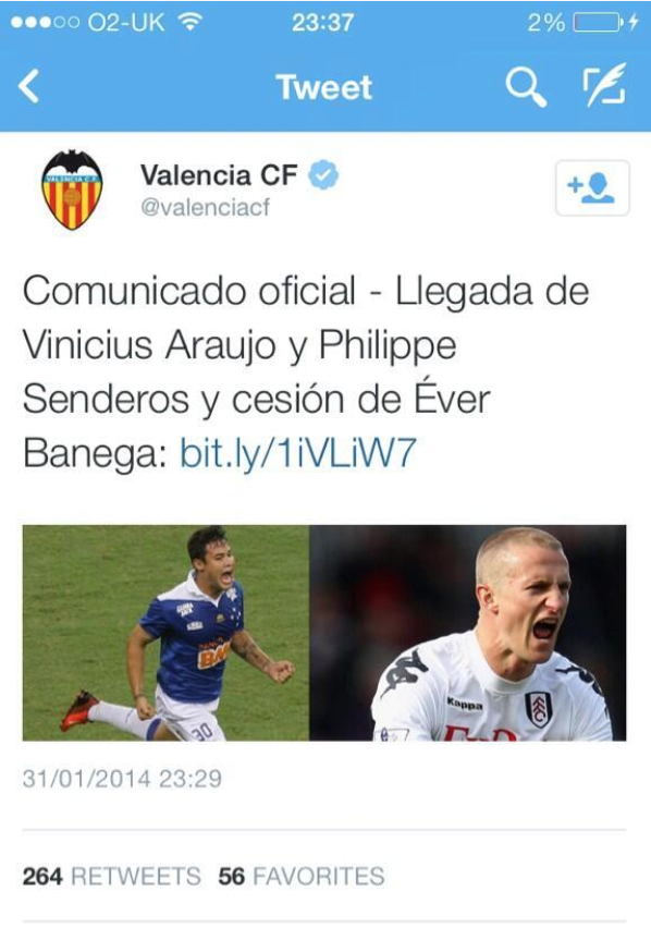 El Valencia compartió una foto de un jugador que no era Senderos. (Foto: Colgados por el fútbol)