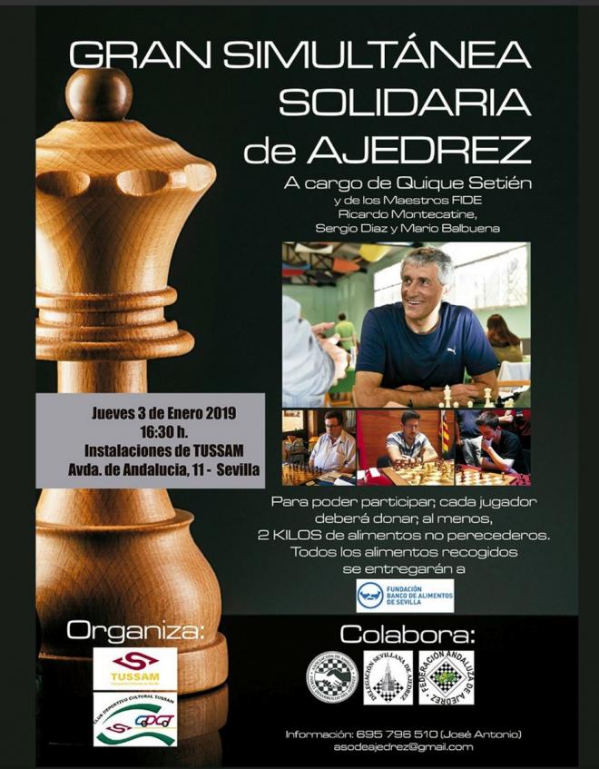 Quique Setién participará en un torneo solidario de ajedrez.