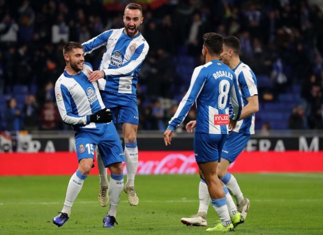 Los jugadores del Espanyol celebran el gol de Iglesias ante el Leganés (Foto: RCDE).