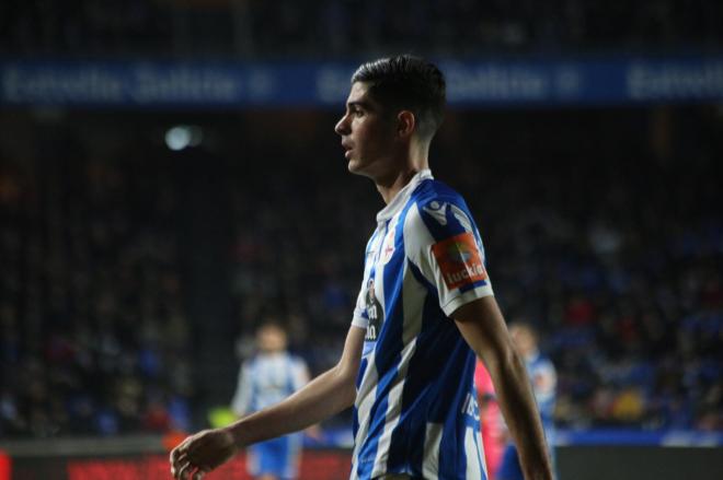 Carlos Fernández, durante el Dépor-Lugo (Foto: Iris Miquel).