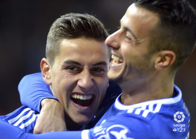 Javi Hernández celebra el gol junto con Tejera (Foto: LaLiga).