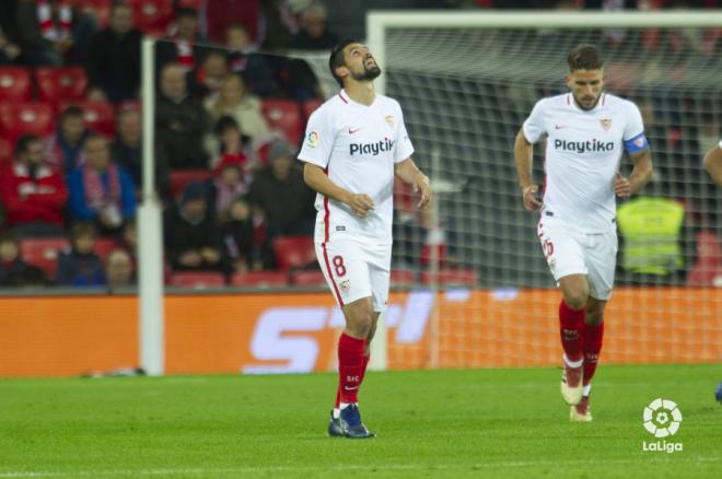 Nolito, tras su gol en el Athletic-Sevilla (Foto: LaLiga).