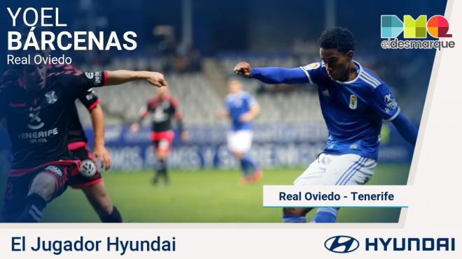 Bárcenas, el jugador más destacado del Real Oviedo-Tenerife.