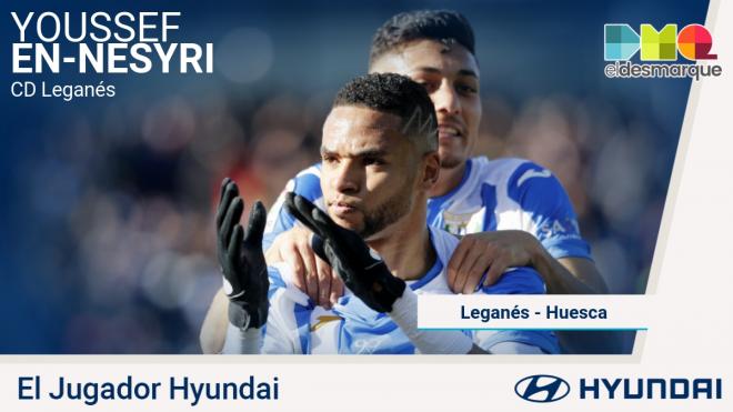 En-Nesyri, jugador Hyundai del Leganés-Huesca.