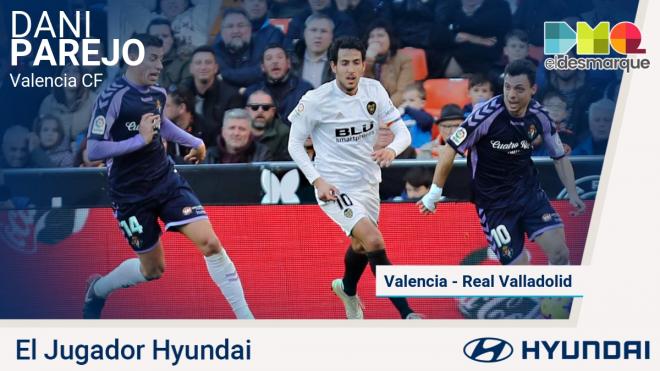 Parejo, el jugador más destacado del Valencia-Real Valladolid.