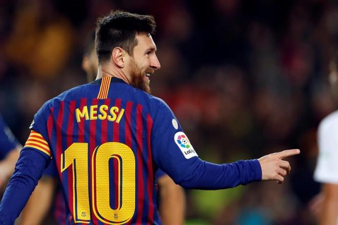 Messi celebra su gol ante el Éibar.