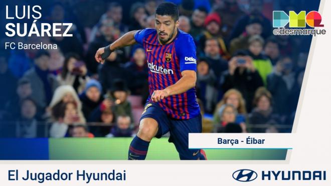 Luis Suárez, jugador Hyundai del Barcelona-Eibar.