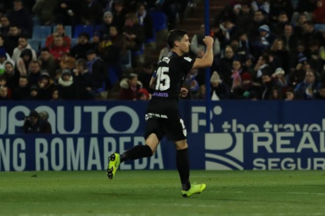 Ricca celebra su gol ante el Real Zaragoza (Foto: Daniel Marzo).