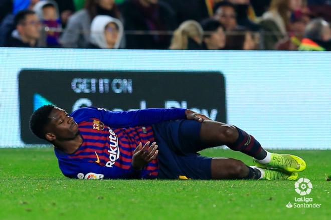 Ousmane Dembélé, lesionado durante el Barcelona-Leganés (Foto: LaLiga).