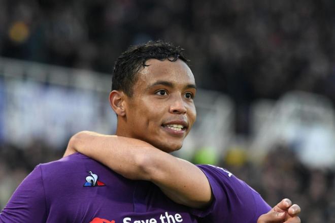 Muriel celebra su primer gol oficial con la Fiorentina.