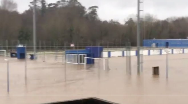 El Requexón, inundado por las lluvias.