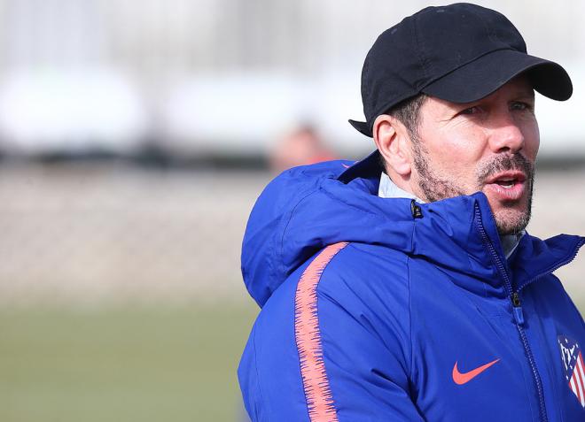 Simeone, en el último entrenamiento del Atlético (Foto: ATM).