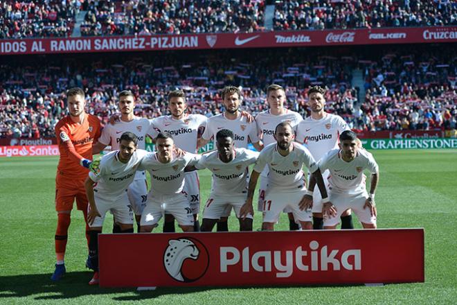El once del Sevilla en el último partido ante el Levante (Foto: Kiko Hurtado).