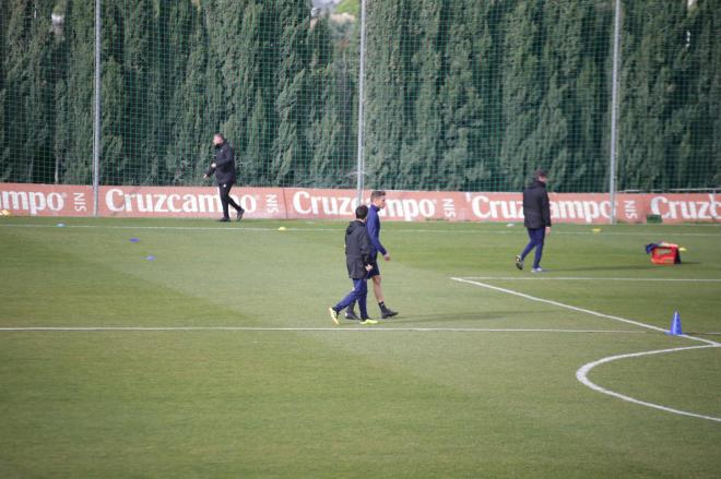 David Querol, en su primer entrenamiento como jugador del Cádiz (Foto: Cristo García).