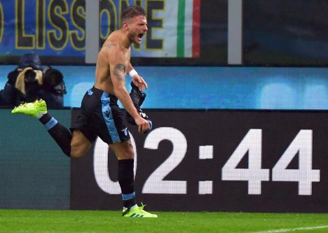 Immobile celebra un gol al Inter en la prórroga.