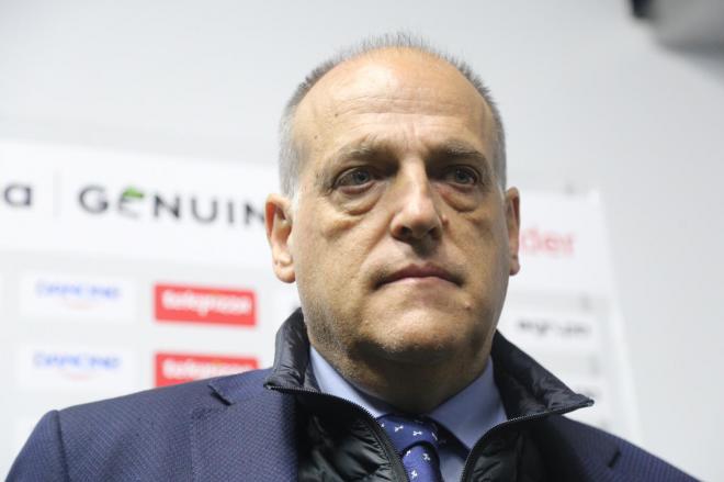 Javier Tebas, en el acto de presentación de la segunda fase LaLiga Genuine (Foto: Iris Miquel).