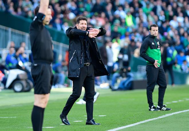 Simeone, en la banda del Villamarín (Foto: Kiko Hurtado).