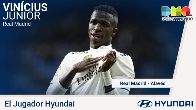 Vinícius, jugador Hyundai del Real Madrid-Alavés.