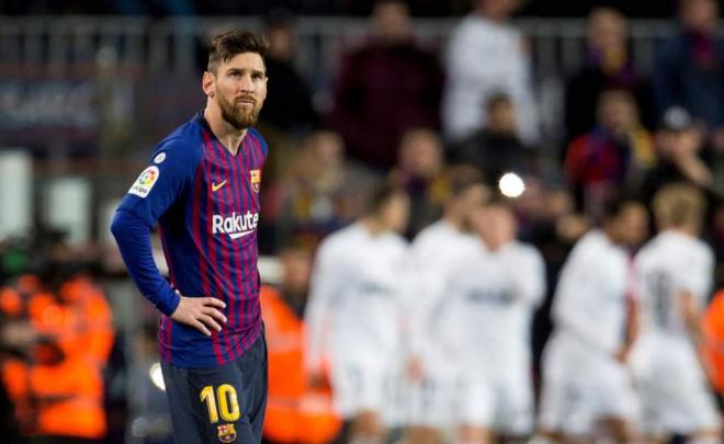 Leo Messi en el partido frente al Valencia.