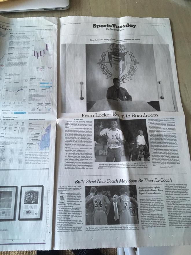 Ronaldo y el Pucela, en el New York Times.