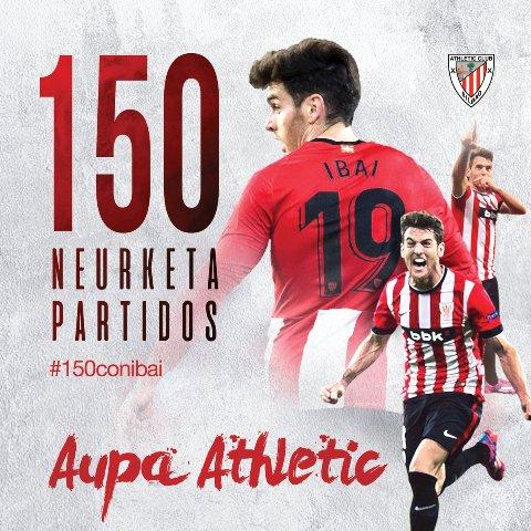 Ibai Gómez celebra sus 150 partidos en el Athletic con 150 aficionados.