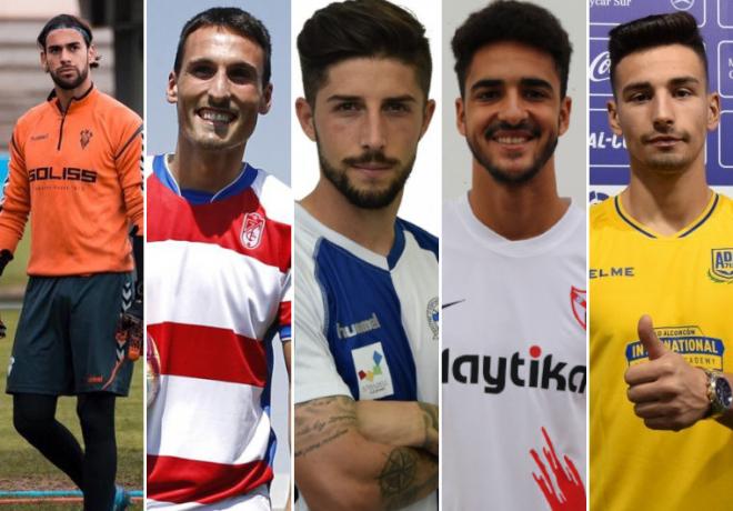 Imágenes de cinco de los jugadores cedidos por el Real Valladolid con sus respectivos equipos.