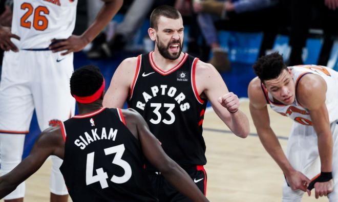 Marc Gasol, en su primer partido con los Raptors.