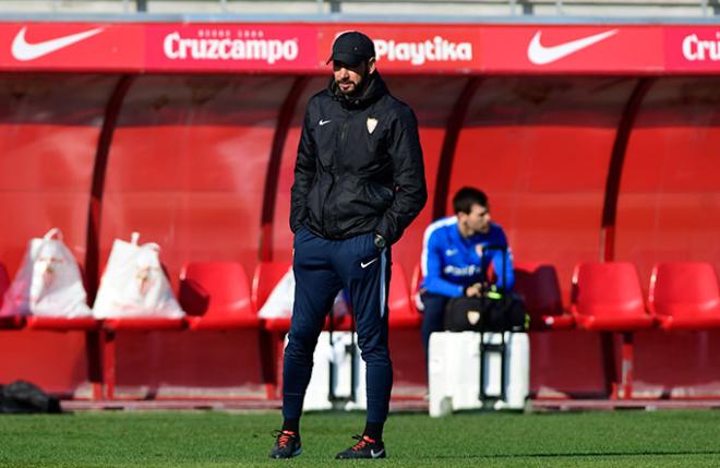 Pablo Machín, en un entrenamiento de esta semana (Foto: Kiko Hurtado).