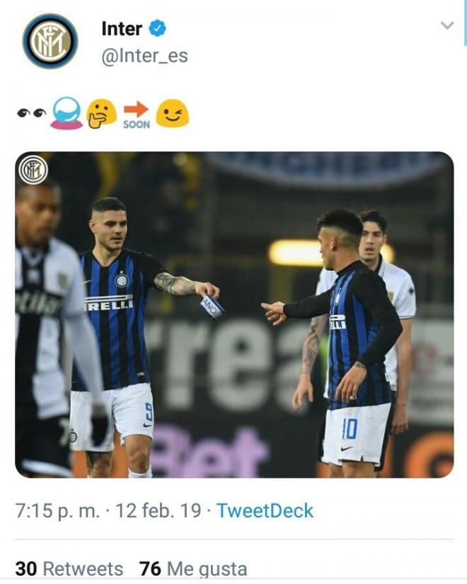 El polémico tuit del Inter de Milán.