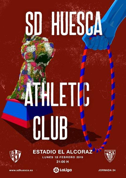 Divertido cartel promocional del Huesca ante la visita del Athletic Club (Foto: SD HUesca).