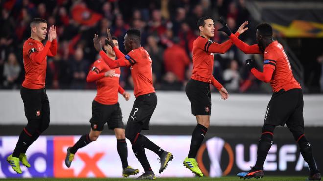 Imagen del gol del Rennes.