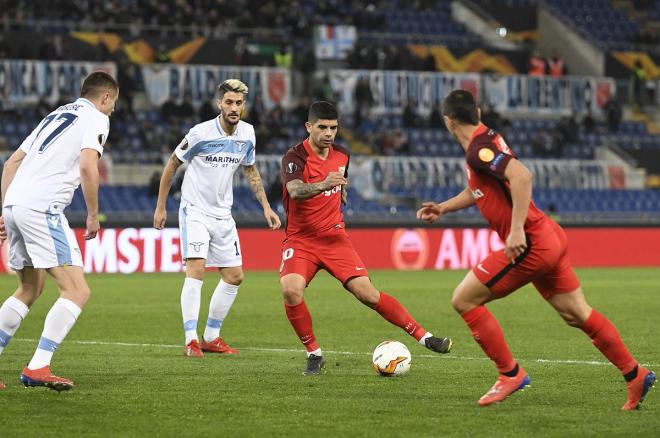 Imagen de partido entre la Lazio y el Sevilla.