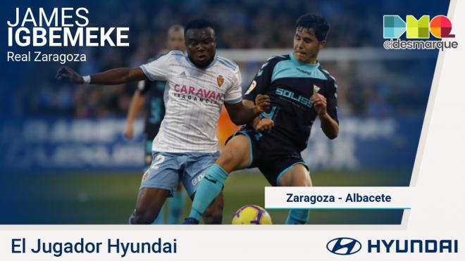 James Igbekeme, Jugador Hyundai del Real Zaragoza-Albacete.