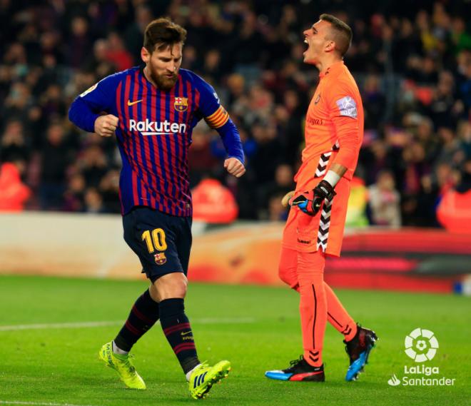 Masip se lamenta después de que Messi anotara el penalti para el Barcelona (Foto: LaLiga).