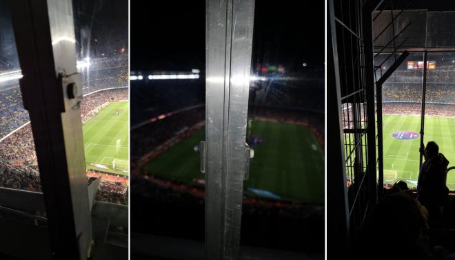 Diferentes imágenes compartidas por la Federación de Peñas del Real Valladolid en el Camp Nou.