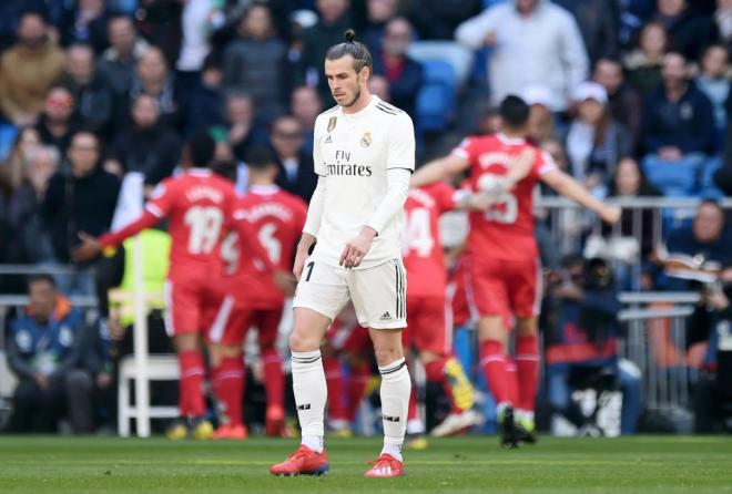 Gareth Bale, cabizbajo tras uno de los goles del Girona.