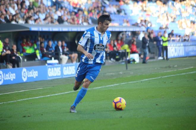 David Simón, en el Dépor-Nàstic disputado en Riazor (Foto: Iris Miquel).