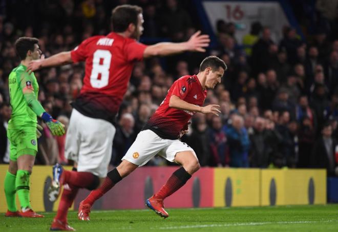 Ander Herrera celebra un gol con el Manchester United (Foto: EFE).