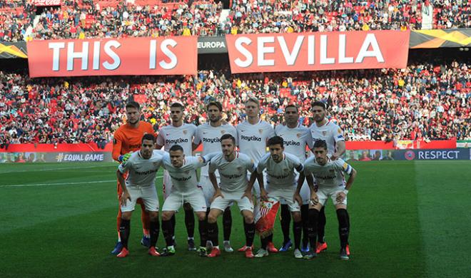 Once del Sevilla FC ante la Lazio. (Foto: Kiko Hurtado).