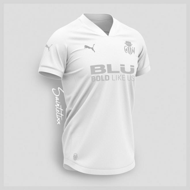 Propuesta de la camiseta del Valencia CF 2019-2020 de Saintetixx especial por el Centenario.