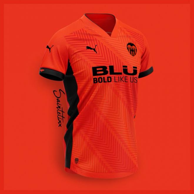 Propuesta de la camiseta suplente del Valencia CF 2019-2020 de Saintetixx.
