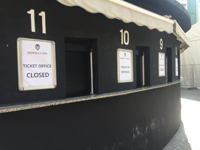 Taquillas cerradas en Mestalla
