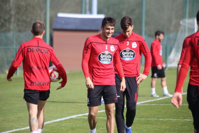 David Simón, en un entrenamiento del Deportivo en Abegondo (Foto: Iris Miquel).