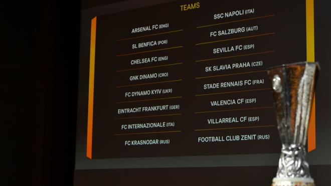 Los equipos clasificados para los octavos de final de la Europa League.