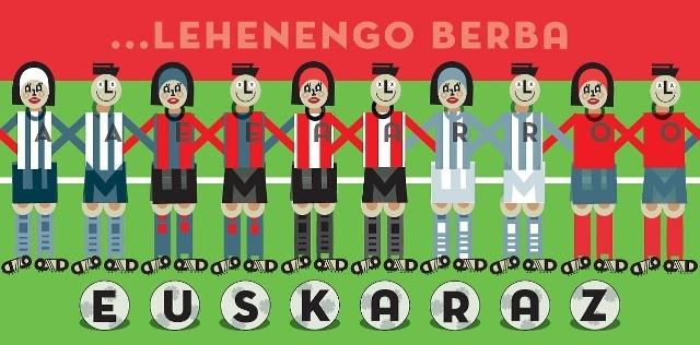 Imagen del folleto editado por el Ayuntamiento de Bilbao para el fomento del euskera en el fútbol femenino.