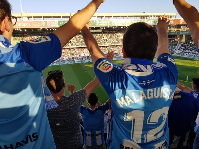 Malaguistas, durante el partido en Córdoba.
