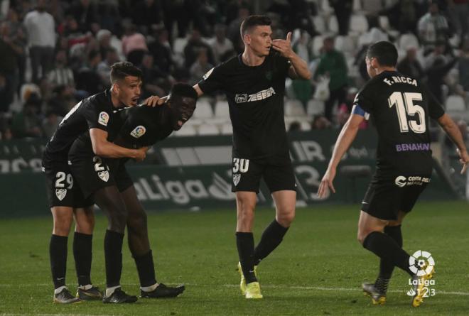 N'Diaye, tras marcar su gol en Córdoba.