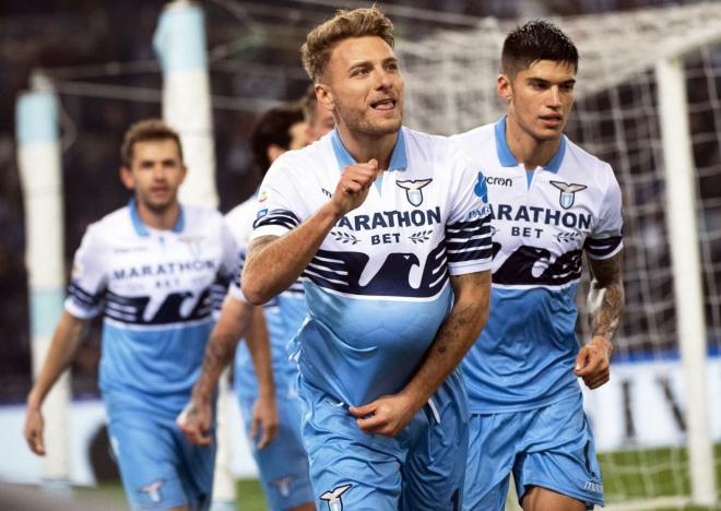 Immobile celebra un gol con la Lazio.