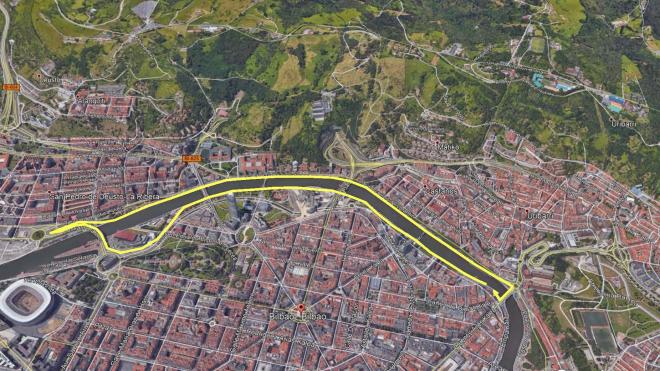 Itinerario de la carrera popular con motivo del 175 de la Policía Municipal de Bilbao