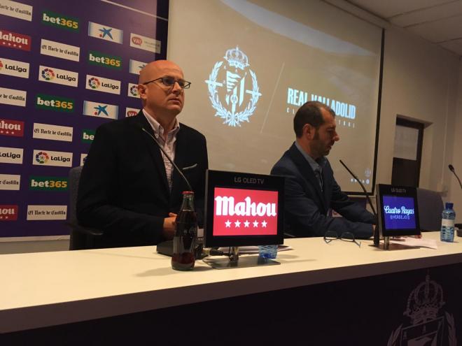 Fenaert y Espinar, en una rueda de prensa en el Estadio José Zorrilla.